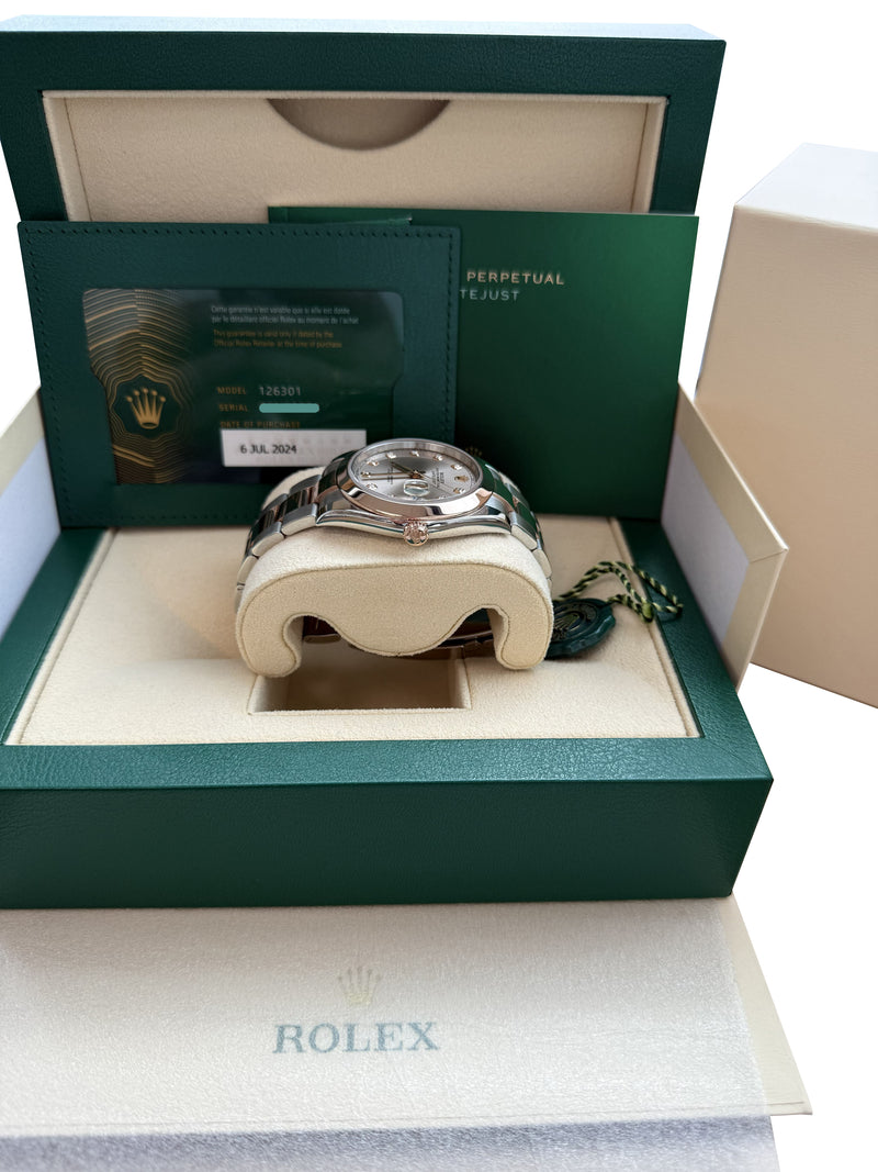 Rolex Datejust 41 Sundust Pink Diamond Dial Rose Gold Smooth Bezel Watch 126301