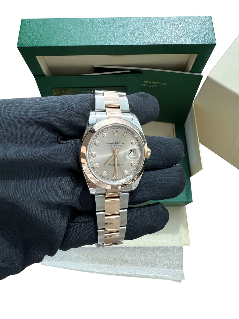 Rolex Datejust 41 Sundust Pink Diamond Dial Rose Gold Smooth Bezel Watch 126301