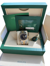 Rolex Datejust 41 Black Diamond Dial Yellow Gold Steel Fluted Bezel Watch 126333