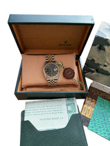 Rolex Datejust 36mm Jubilee Black Arabic Dial 18K Yellow Gold Steel Watch 16013