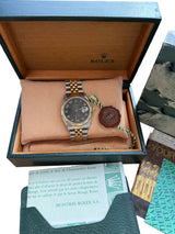 Rolex Datejust 36mm Jubilee Black Arabic Dial 18K Yellow Gold Steel Watch 16013