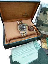 Rolex Datejust 36mm Jubilee Black Arabic Dial 18K Yellow Gold Steel Watch 16013