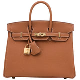 Hermes Birkin 25 Gold Togo Leather With Gold Hardware Handbag