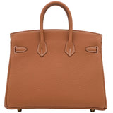 Hermes Birkin 25 Gold Togo Leather With Gold Hardware Handbag