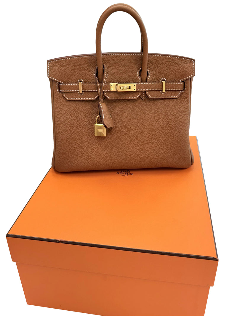 Hermes Birkin 25 Gold Togo Leather With Gold Hardware Handbag