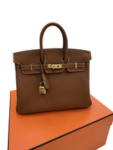 Hermes Birkin 25 Gold Togo Leather With Gold Hardware Handbag
