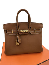 Hermes Birkin 25 Gold Togo Leather With Gold Hardware Handbag