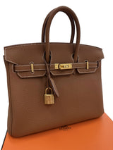 Hermes Birkin 25 Gold Togo Leather With Gold Hardware Handbag