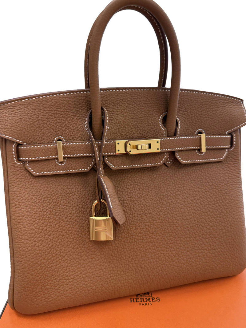 Hermes Birkin 25 Gold Togo Leather With Gold Hardware Handbag