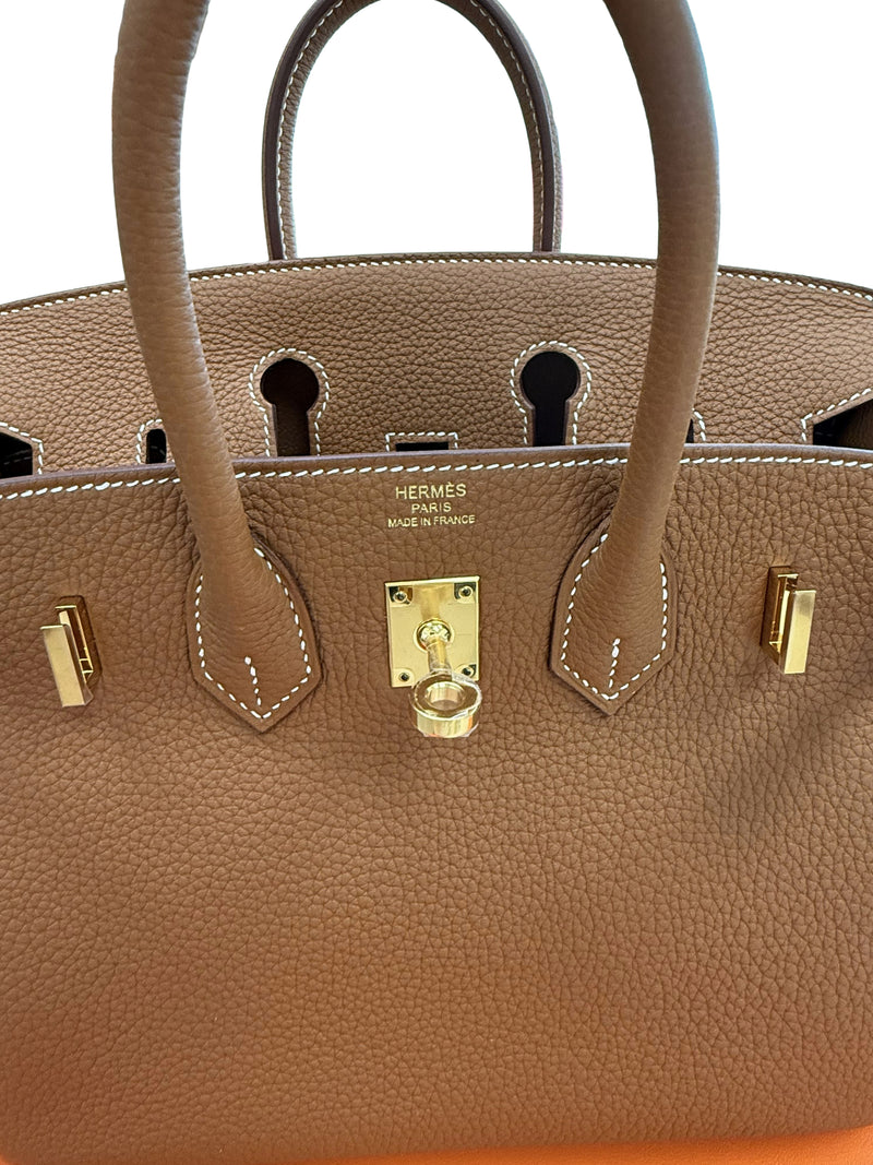 Hermes Birkin 25 Gold Togo Leather With Gold Hardware Handbag
