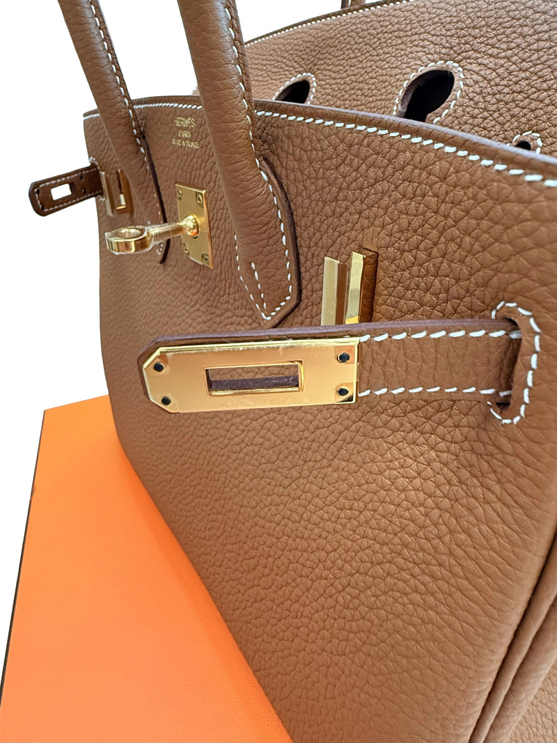 Hermes Birkin 25 Gold Togo Leather With Gold Hardware Handbag