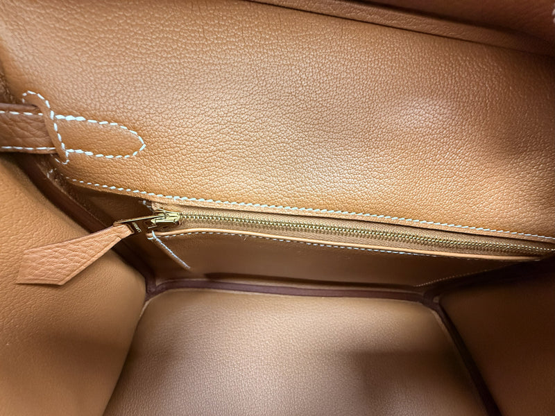Hermes Birkin 25 Gold Togo Leather With Gold Hardware Handbag