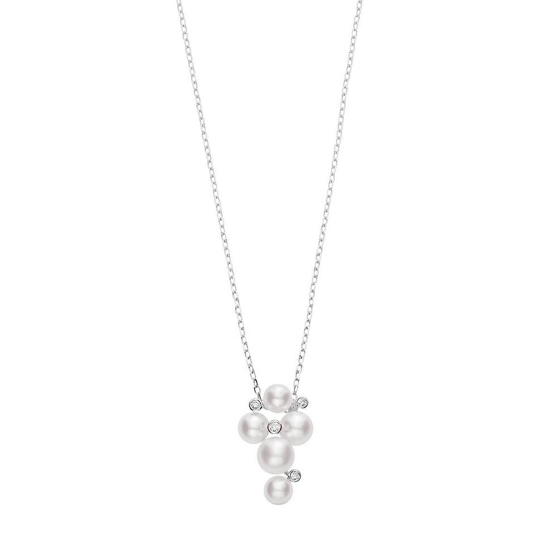 Mikimoto Bubbles Akoya Cultured Pearl and Diamond Cluster Pendant 18K White Gold