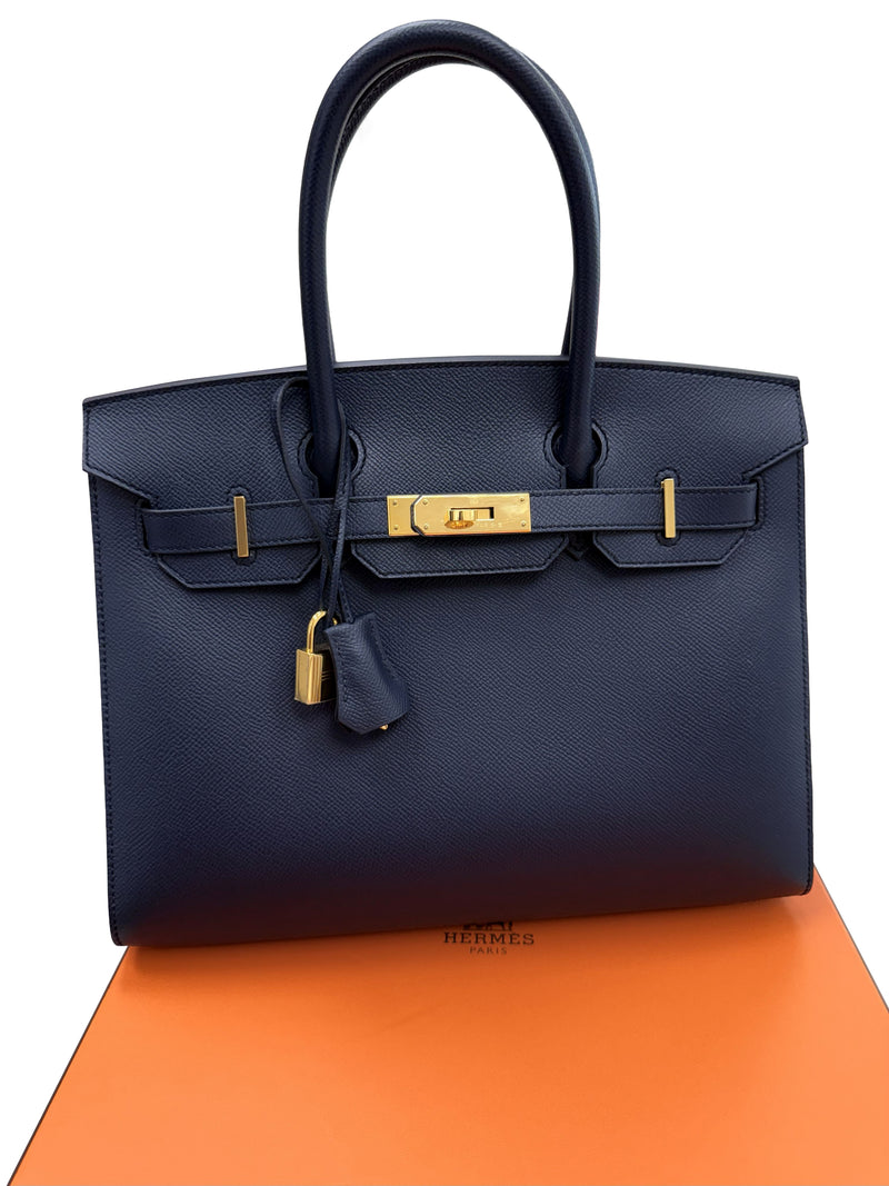 Hermes Birkin Sellier 30 Noir Epsom Leather with Gold Hardware Handbag