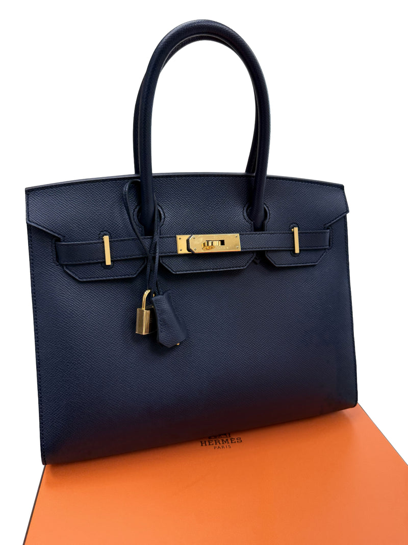 Hermes Birkin Sellier 30 Noir Epsom Leather with Gold Hardware Handbag