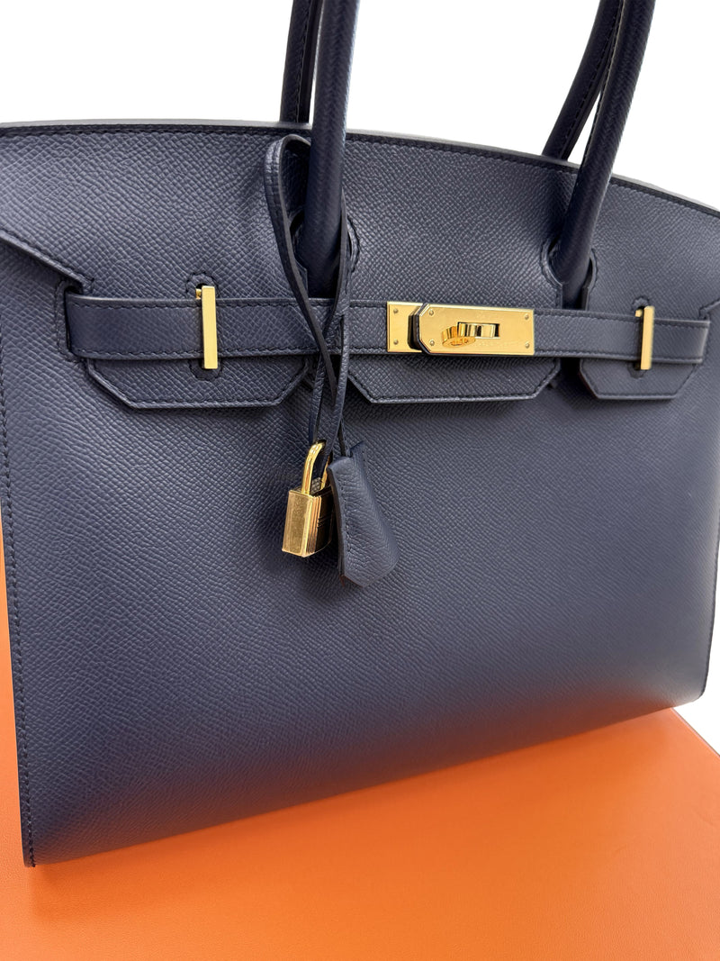 Hermes Birkin Sellier 30 Noir Epsom Leather with Gold Hardware Handbag
