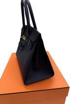 Hermes Birkin Sellier 30 Noir Epsom Leather with Gold Hardware Handbag