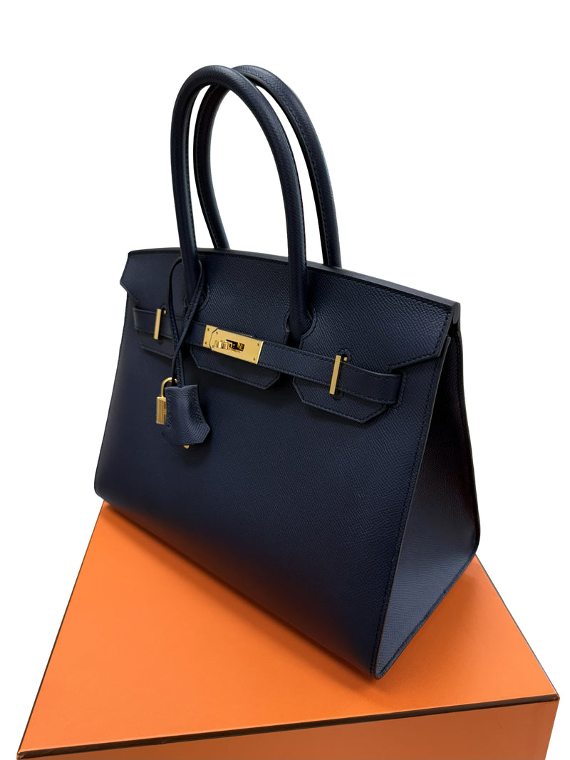 Hermes Birkin Sellier 30 Noir Epsom Leather with Gold Hardware Handbag