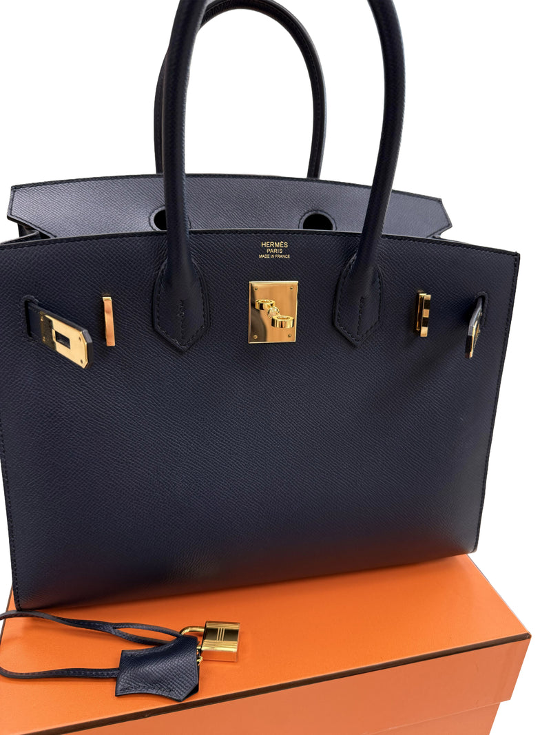 Hermes Birkin Sellier 30 Noir Epsom Leather with Gold Hardware Handbag