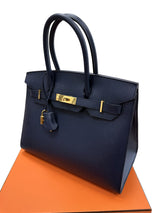 Hermes Birkin Sellier 30 Noir Epsom Leather with Gold Hardware Handbag