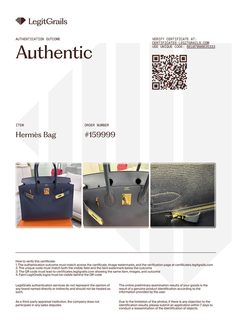 Hermes Birkin Sellier 30 Noir Epsom Leather with Gold Hardware Handbag
