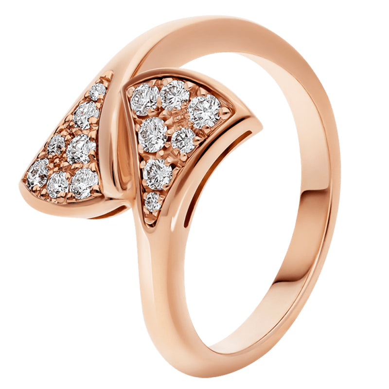 Bulgari Divas Dream Ring 18k Rose Gold Set With 0.17ct Pave Diamonds Size 53