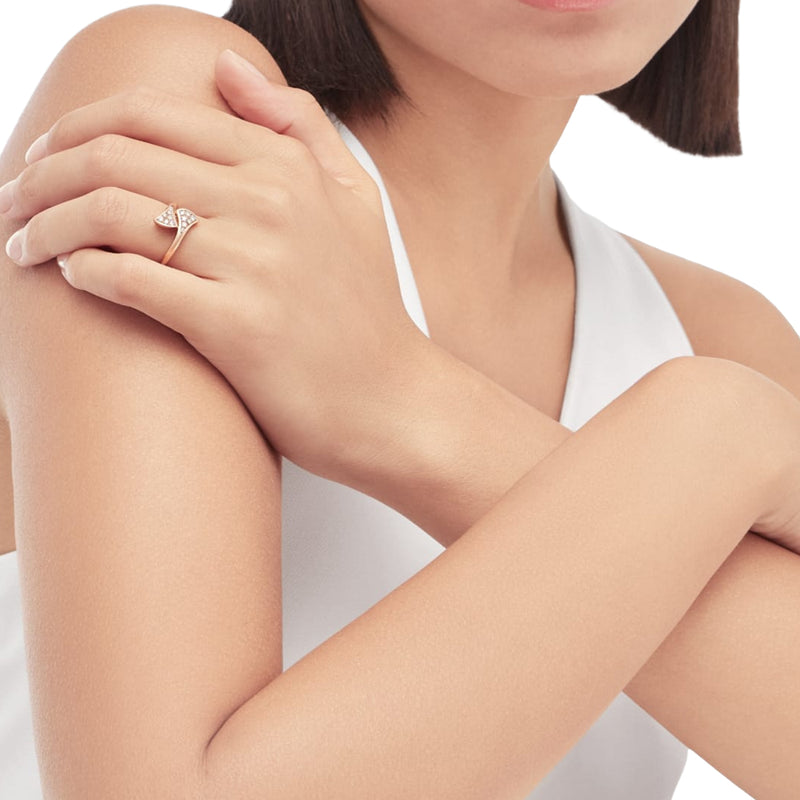 Bulgari Divas Dream Ring 18k Rose Gold Set With 0.17ct Pave Diamonds Size 53