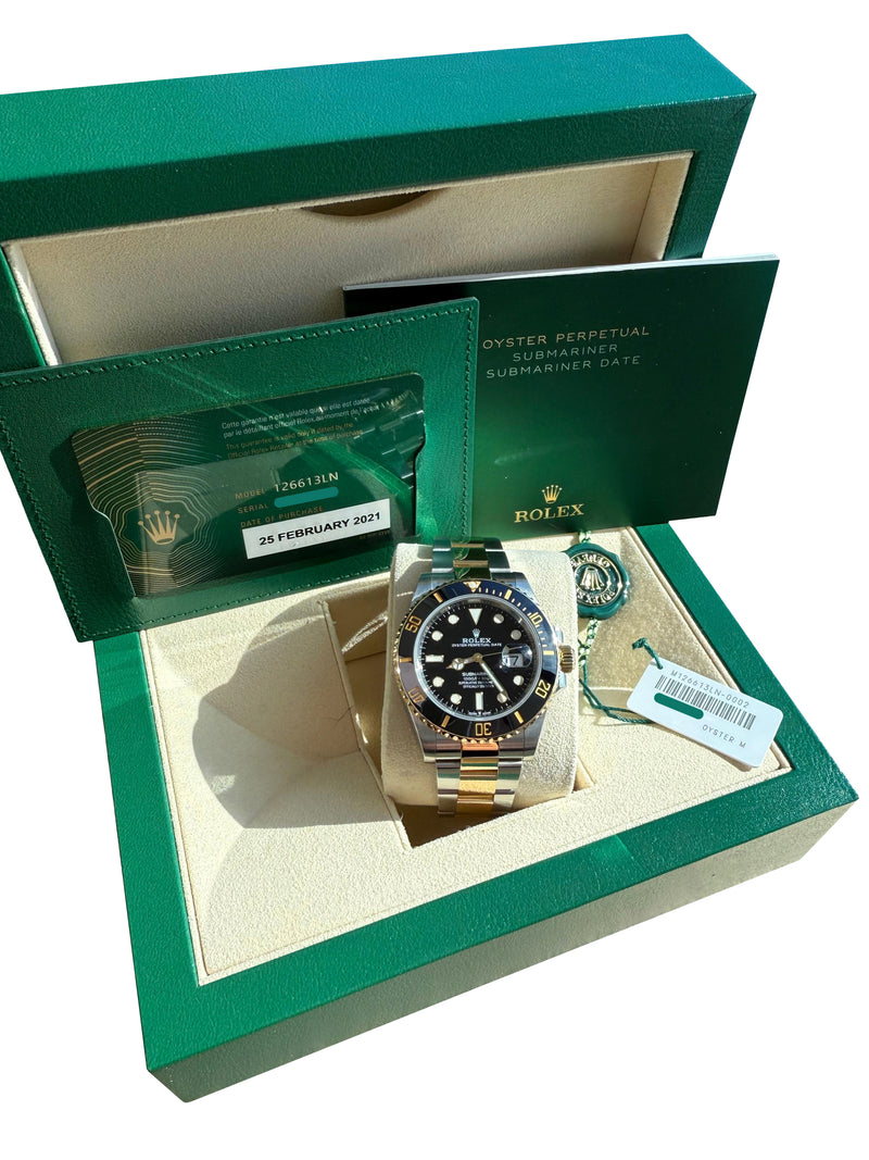 Rolex Submariner Date 41mm Two-Tone 18K Gold Steel Ceramic Bezel Watch 126613LN