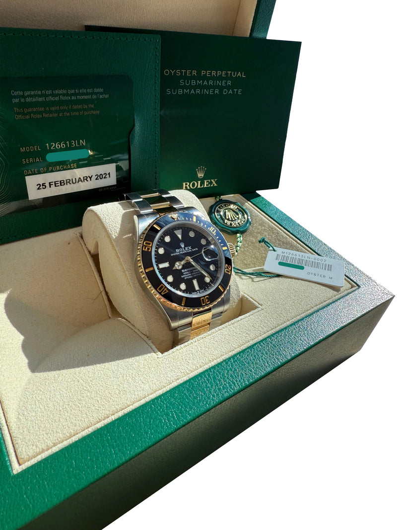 Rolex Submariner Date 41mm Two-Tone 18K Gold Steel Ceramic Bezel Watch 126613LN