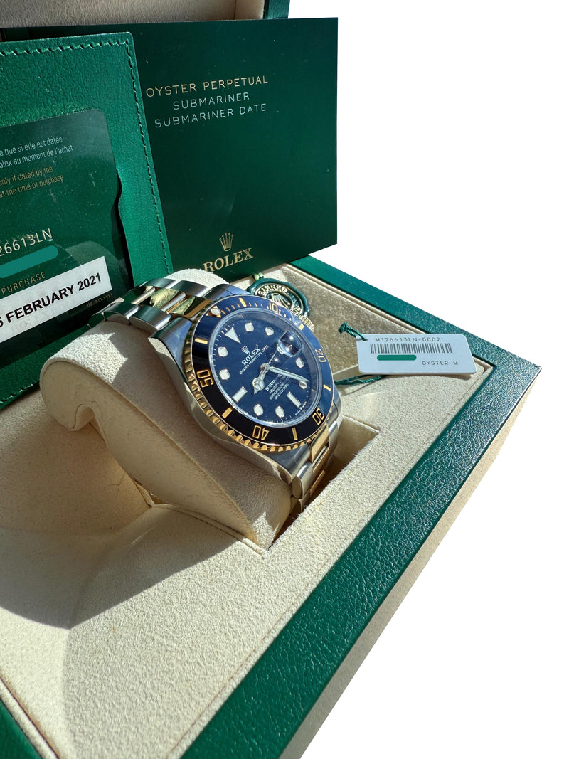 Rolex Submariner Date 41mm Two-Tone 18K Gold Steel Ceramic Bezel Watch 126613LN