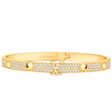 Louis Vuitton Empreinte Pave Diamonds Bangle 18K Yellow Gold Bracelet Size 17