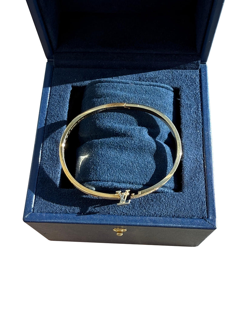 Louis Vuitton Empreinte Pave Diamonds Bangle 18K Yellow Gold Bracelet Size 17
