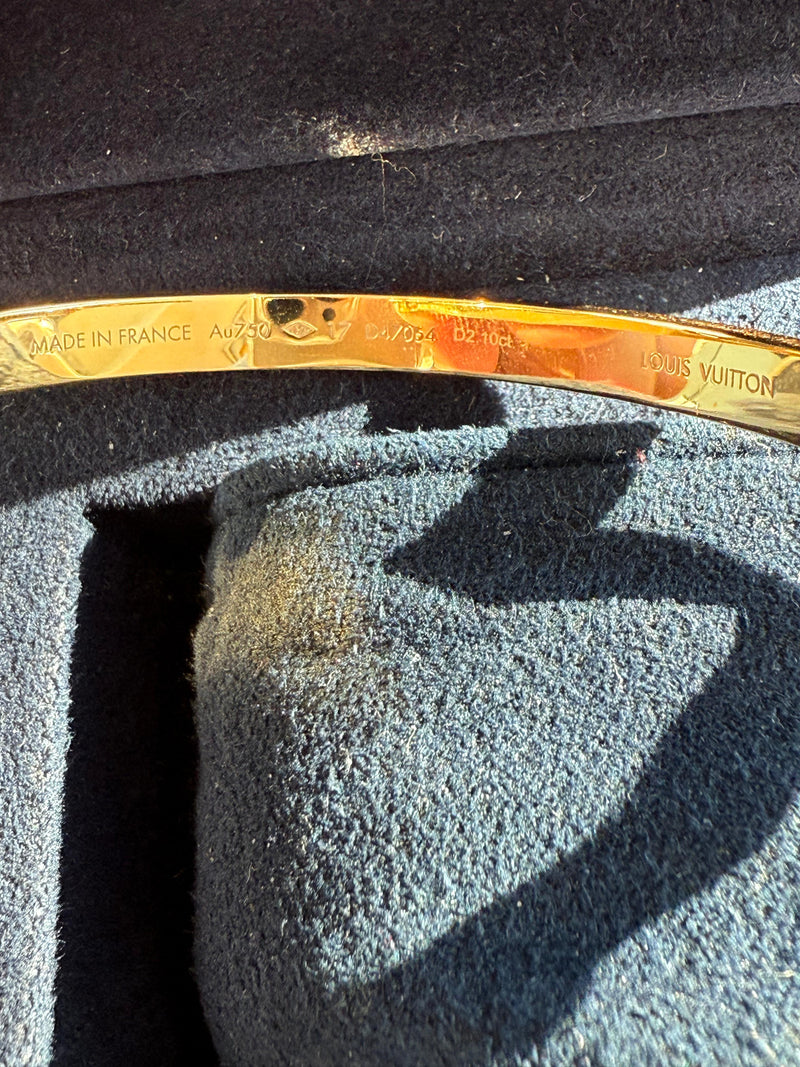 Louis Vuitton Empreinte Pave Diamonds Bangle 18K Yellow Gold Bracelet Size 17