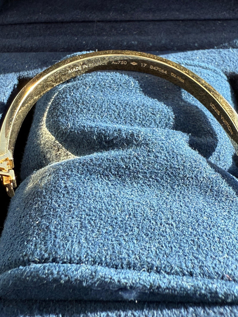 Louis Vuitton Empreinte Pave Diamonds Bangle 18K Yellow Gold Bracelet Size 17