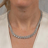 15.62 Carat Pear Shaped Diamond Halo Necklace 14 Karat White Gold 16 Inches