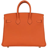 Hermes Birkin 25 Orange Togo Leather with Gold Hardware Handbag