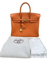 Hermes Birkin 25 Orange Togo Leather with Gold Hardware Handbag