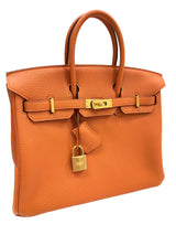 Hermes Birkin 25 Orange Togo Leather with Gold Hardware Handbag