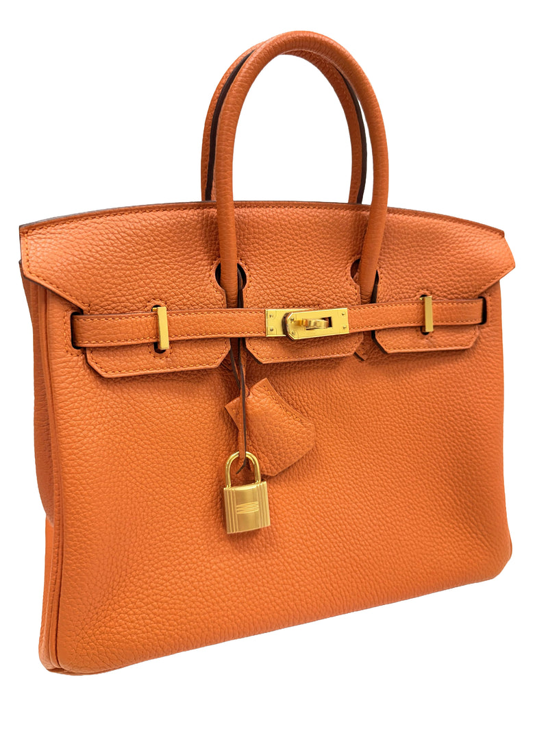 Hermes Birkin 25 Orange Togo Leather with Gold Hardware Handbag