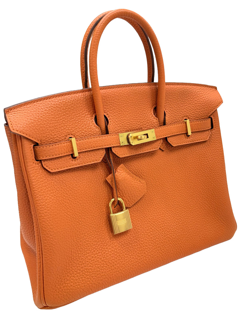 Hermes Birkin 25 Orange Togo Leather with Gold Hardware Handbag