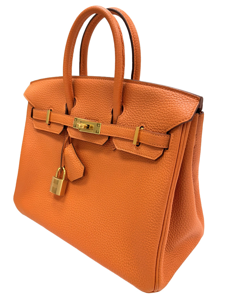 Hermes Birkin 25 Orange Togo Leather with Gold Hardware Handbag