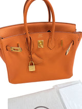 Hermes Birkin 25 Orange Togo Leather with Gold Hardware Handbag