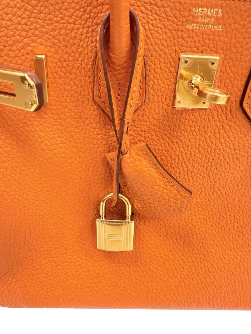Hermes Birkin 25 Orange Togo Leather with Gold Hardware Handbag