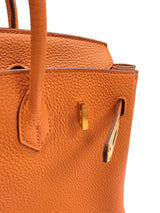 Hermes Birkin 25 Orange Togo Leather with Gold Hardware Handbag
