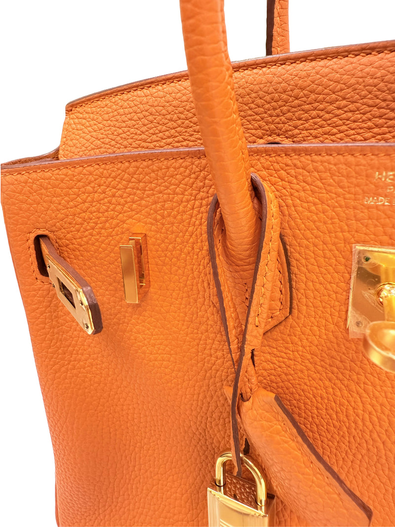 Hermes Birkin 25 Orange Togo Leather with Gold Hardware Handbag