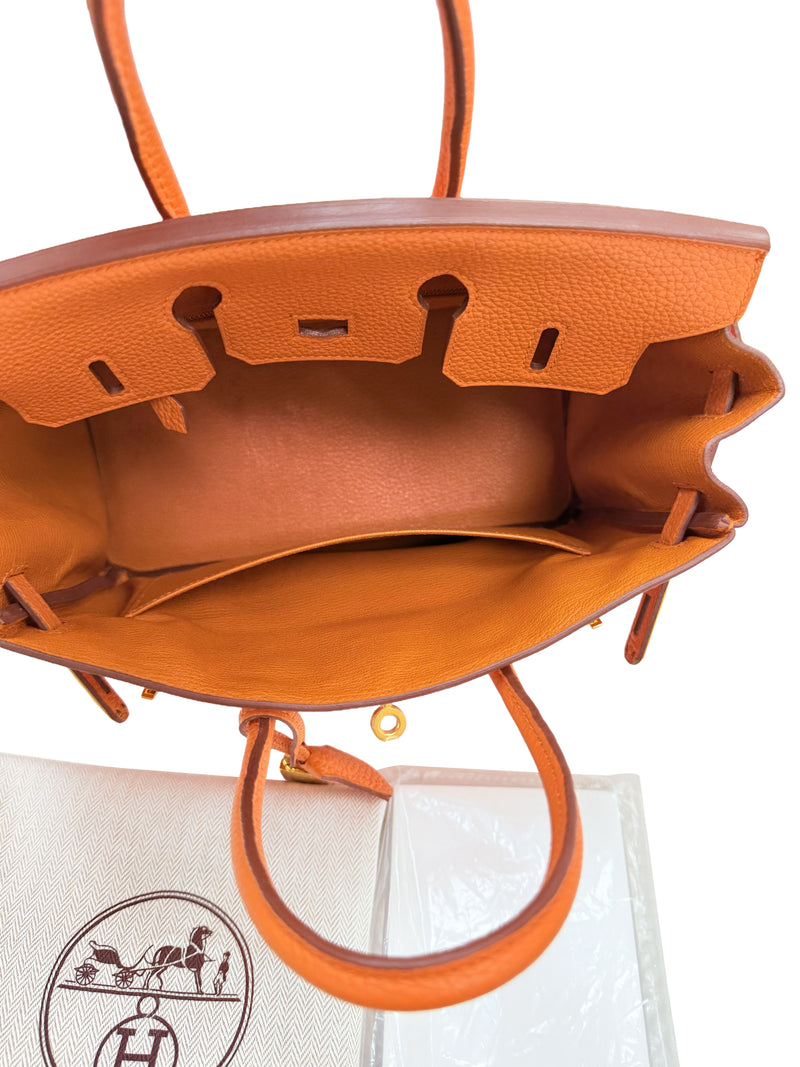 Hermes Birkin 25 Orange Togo Leather with Gold Hardware Handbag
