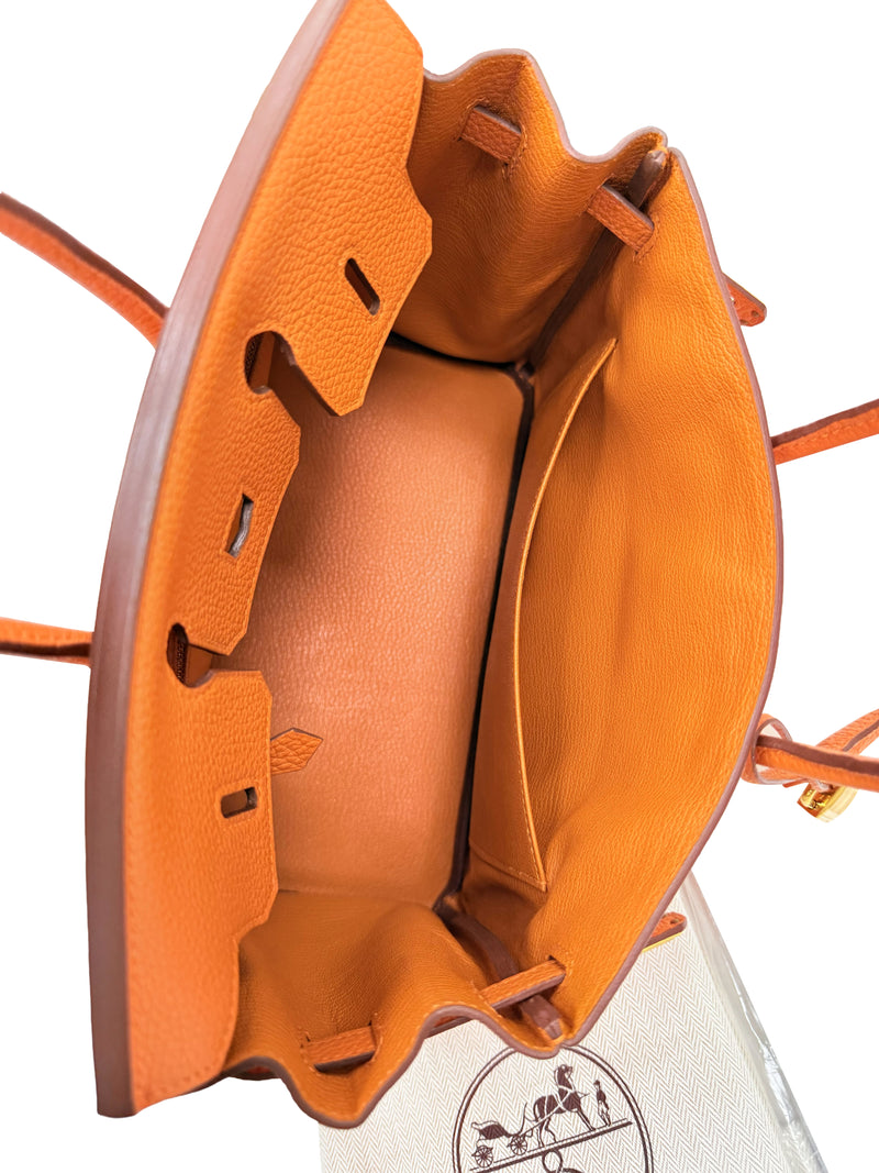 Hermes Birkin 25 Orange Togo Leather with Gold Hardware Handbag