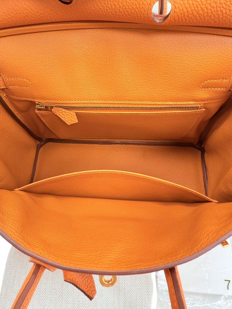 Hermes Birkin 25 Orange Togo Leather with Gold Hardware Handbag