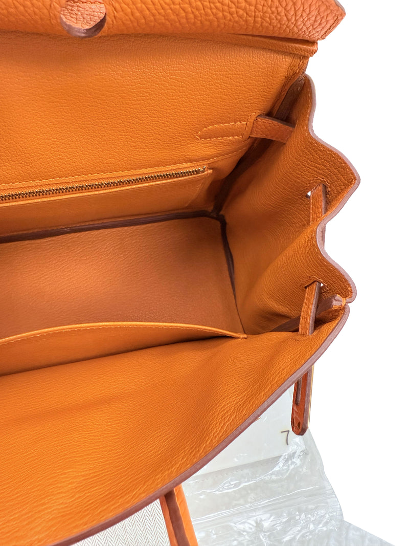 Hermes Birkin 25 Orange Togo Leather with Gold Hardware Handbag