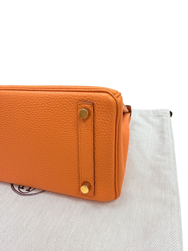 Hermes Birkin 25 Orange Togo Leather with Gold Hardware Handbag